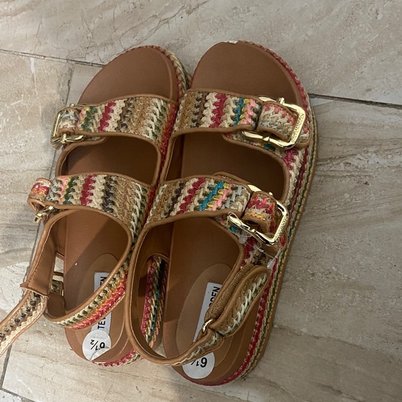 Steve Madden Other - Steve Madden Multicolor Sandals with Gold Buckles